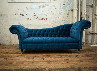 Chaise lounge stool seat lounger baroque rococo art nouveau classic blue e new